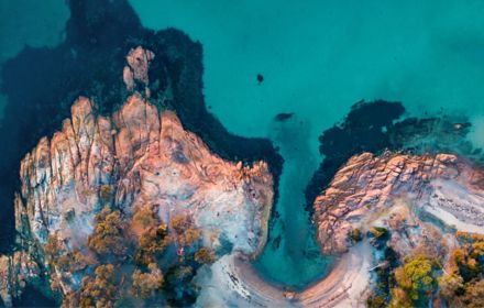 Drone photograph of Tasmanian coastline
