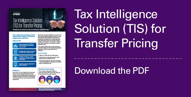 Tax Intelligence Solution for transfer pricing