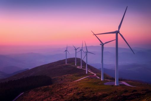 colourful evening with windmills