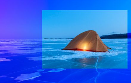 Tent in frozen sea