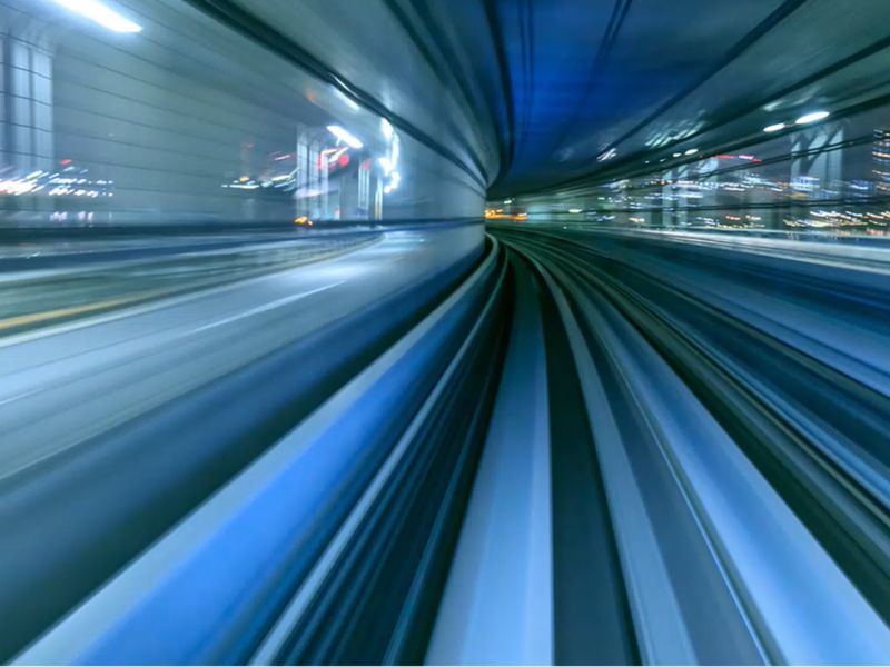 Timelapse of train moving in tunnel, Tokyo Japan