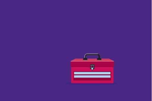 toolbox illustration on a purple background
