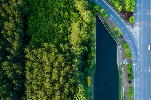 Five things borrowers should know about bank ring-fencing - Top view diverging roads beside green trees water