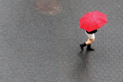 Topview of-girl with umbrella
