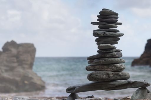 Tower of pebbles on a beach