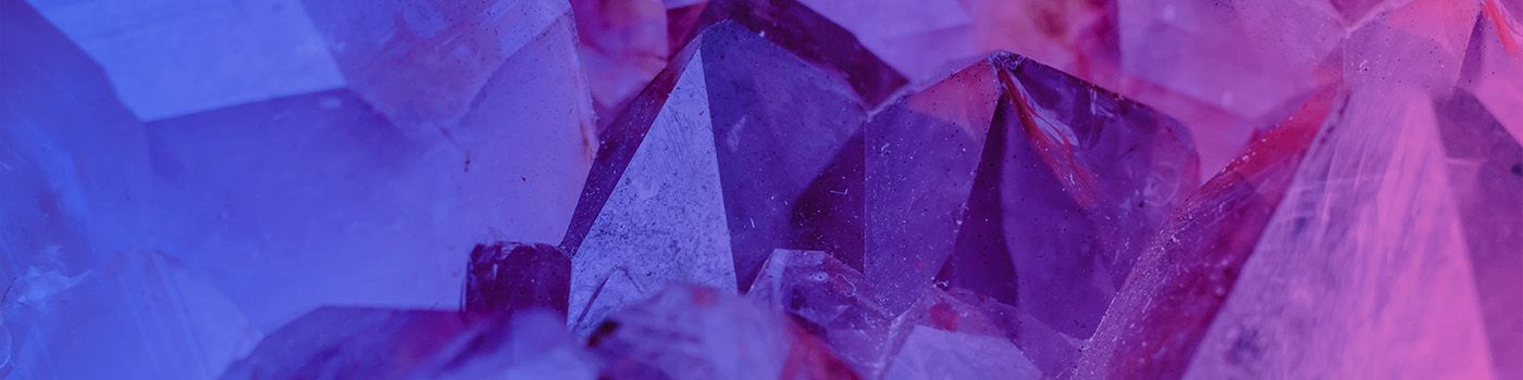Crystals with purple blue veil