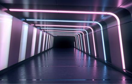 Tunnel with neon lights