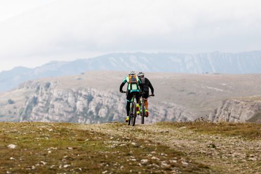 Two cyclists on mountain