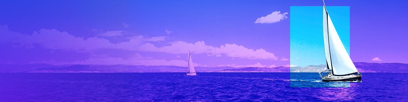 Two sailboats on water banner