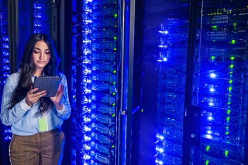 women in server room