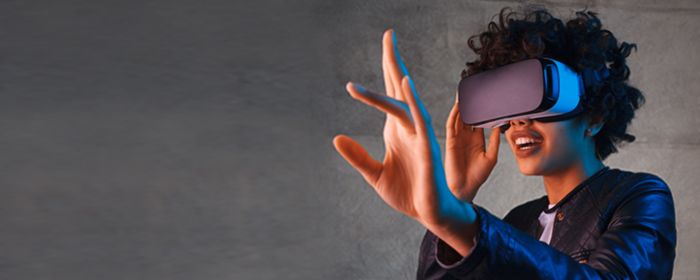 Woman and VR goggles