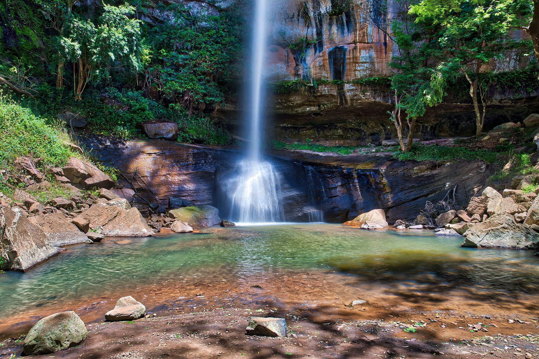 Waterfall in a green forest, Americas Guide Paraguay