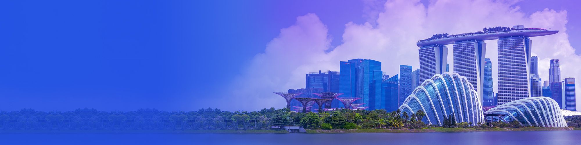 Waterfront shot of Singapore harbor