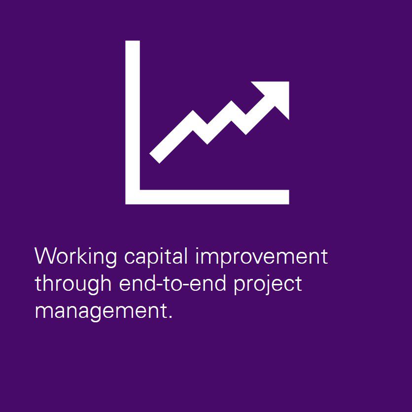 Working capital improvement through end to end project management.