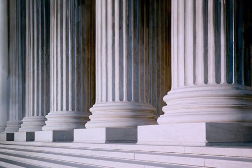 White building pillars