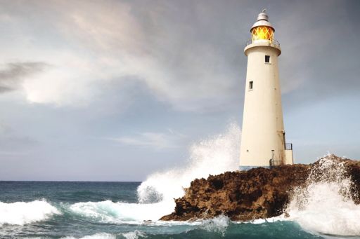 Lighthouse amidst storm