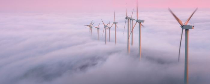 Wind turbines above clouds