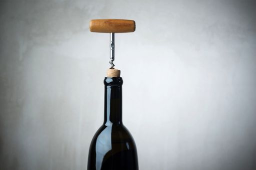 Wine bottle with corkscrew