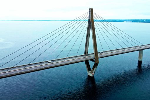 Wired bridge over sea