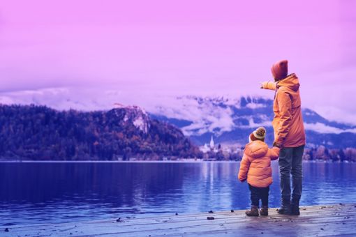 Woman and child in yellow jacket