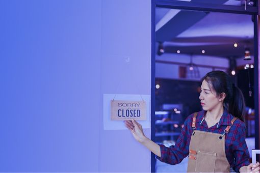 Woman holding closed board