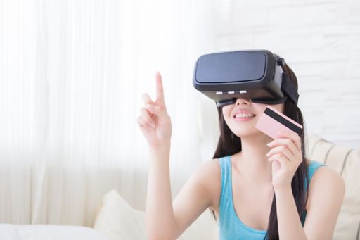 woman virtual reality shopping