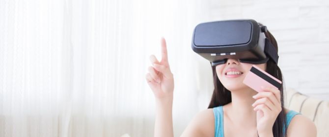 Woman doing virtual reality shopping