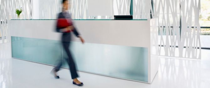 Woman walking in office