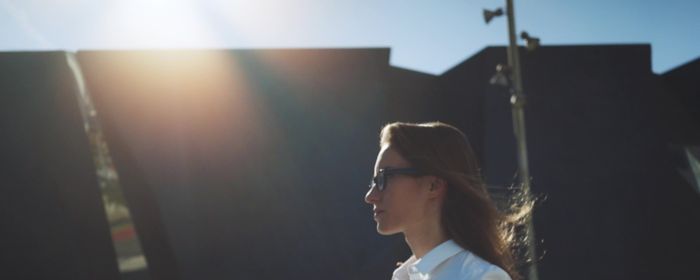 woman walking with confidence