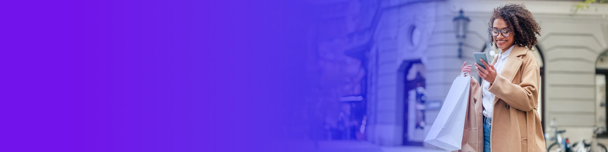 Woman looking at phone shopping