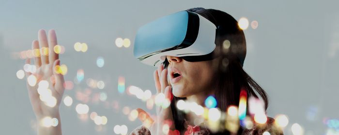 Woman with virtual reality glasses