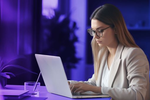 woman working on a laptop