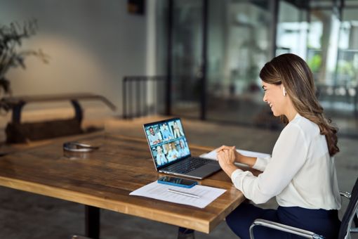 Woman working on laptop