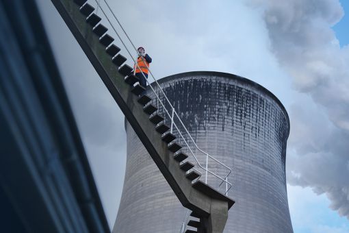 Worker at coal fired power station