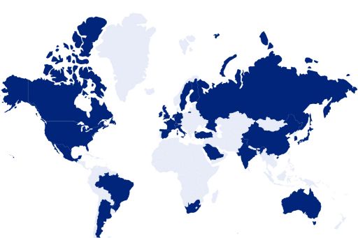 world map in blue gradients