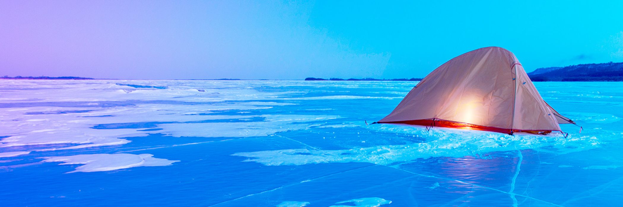 Tent on a frozen lake