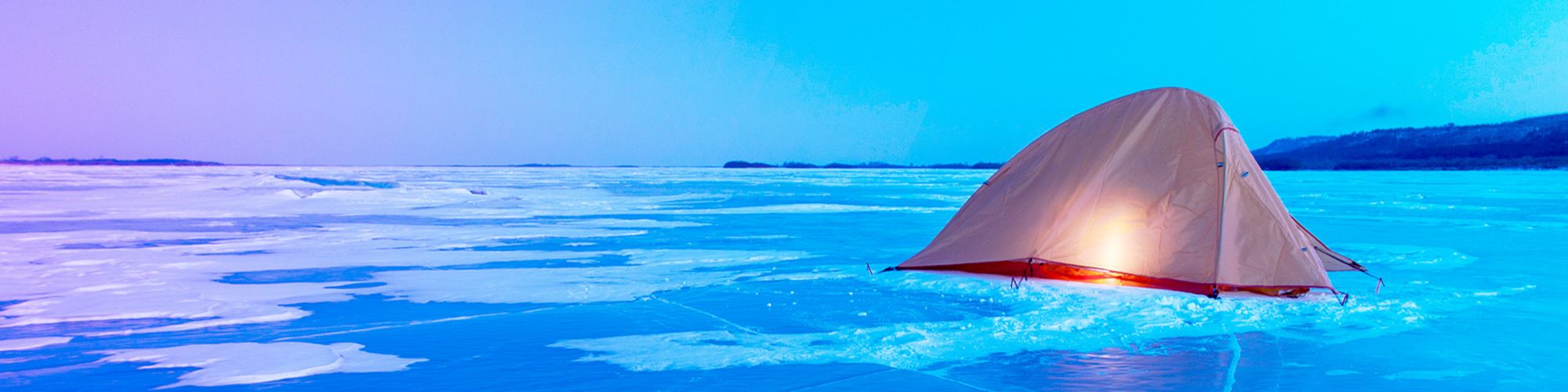 Tent on a frozen lake