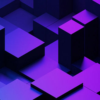 Abstrakte Würfelform in dukelblau und dunkellila