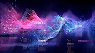 Abstract Visualization of data and technology in graph form. 3D Illustration