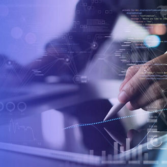 Hand holding a touch pen pointing at a screen