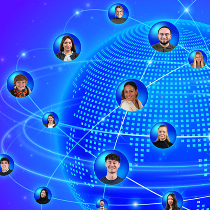 Planet with bubbles with people