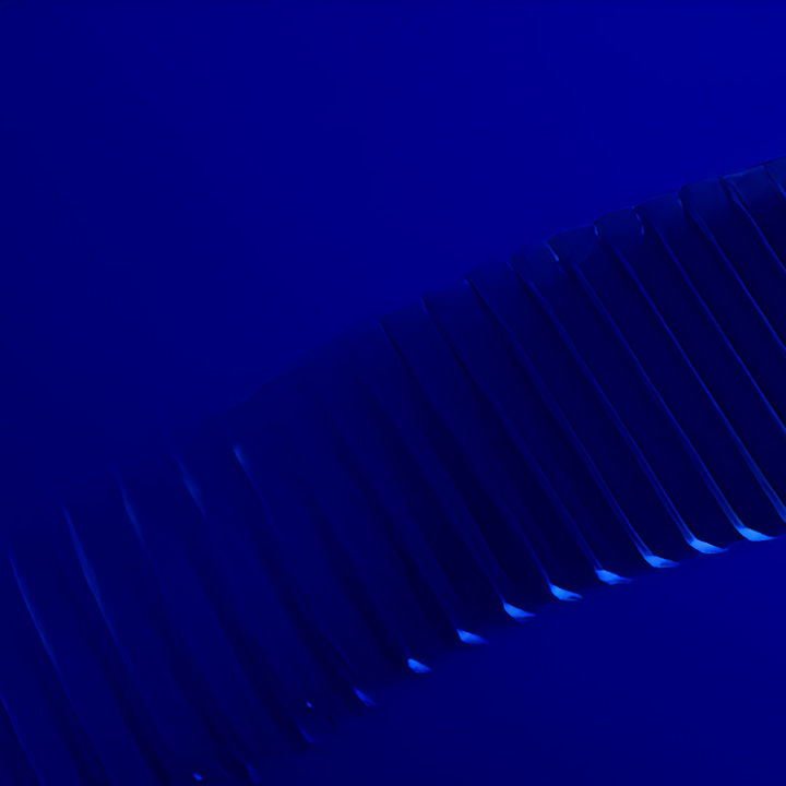 A collection of 3D square transparent shapes in a curved line with a dark blue background