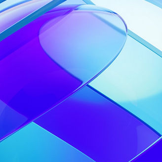 3D blue glass half speherical shape