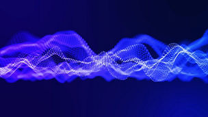 3D render of an abstract technology with flowing cyber particles