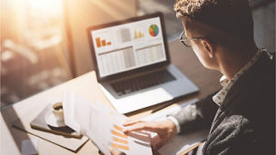 Man checking data