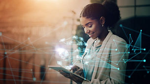 Lady with connecting dots ai