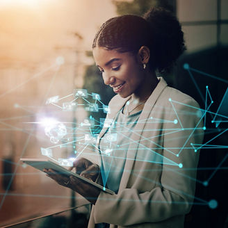Lady with connecting dots ai
