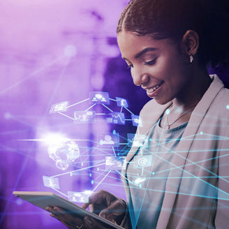 Lady with connecting dots ai