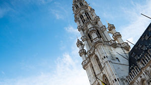 View of blue skies at Grand Place in Brussels, Belgium