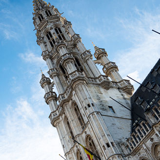View of blue skies at Grand Place in Brussels, Belgium